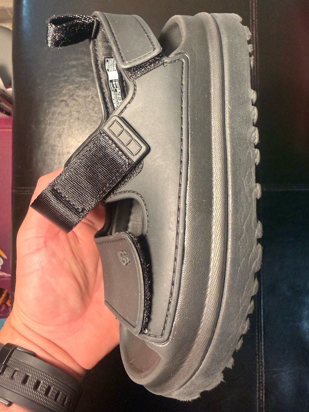 UGG Kids Black Chunky Strap Sandals
